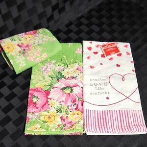 "Scatter Love Like Confetti" Heart & Spring Floral Kitchen Towels, Set of 3
